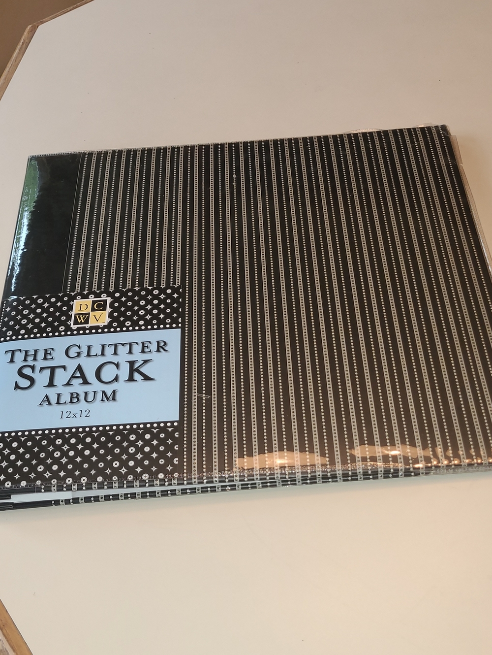 The Glitter Stack 12x12 Black Striped Scrapbook Album